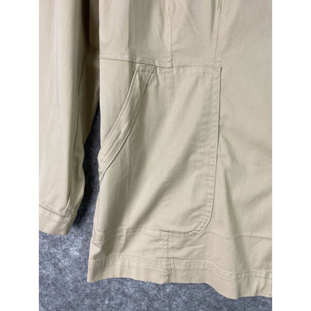 Chicos Luxe Twill Utility Jacket Size 2 US 12/14 Snap Cotton Pockets Stretch - Picture 2 of 12